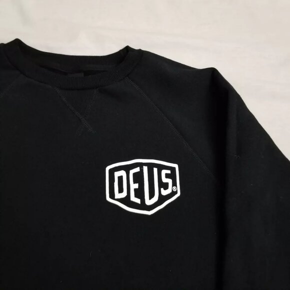 Deus Ex Machina Sweatshirt Mens Medium Black Crewneck Venice Address Sweater - Picture 6 of 9